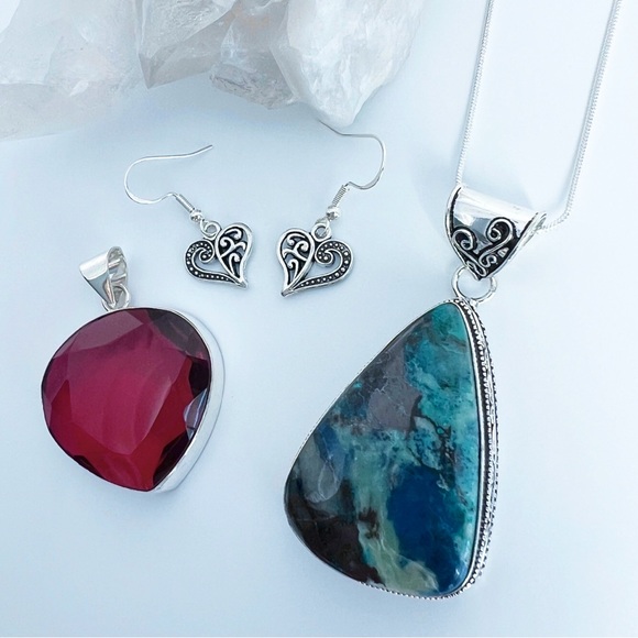 Jewelry Lot Quantum Quattro Garnet Quartz Pendants Chain New - Picture 4 of 14